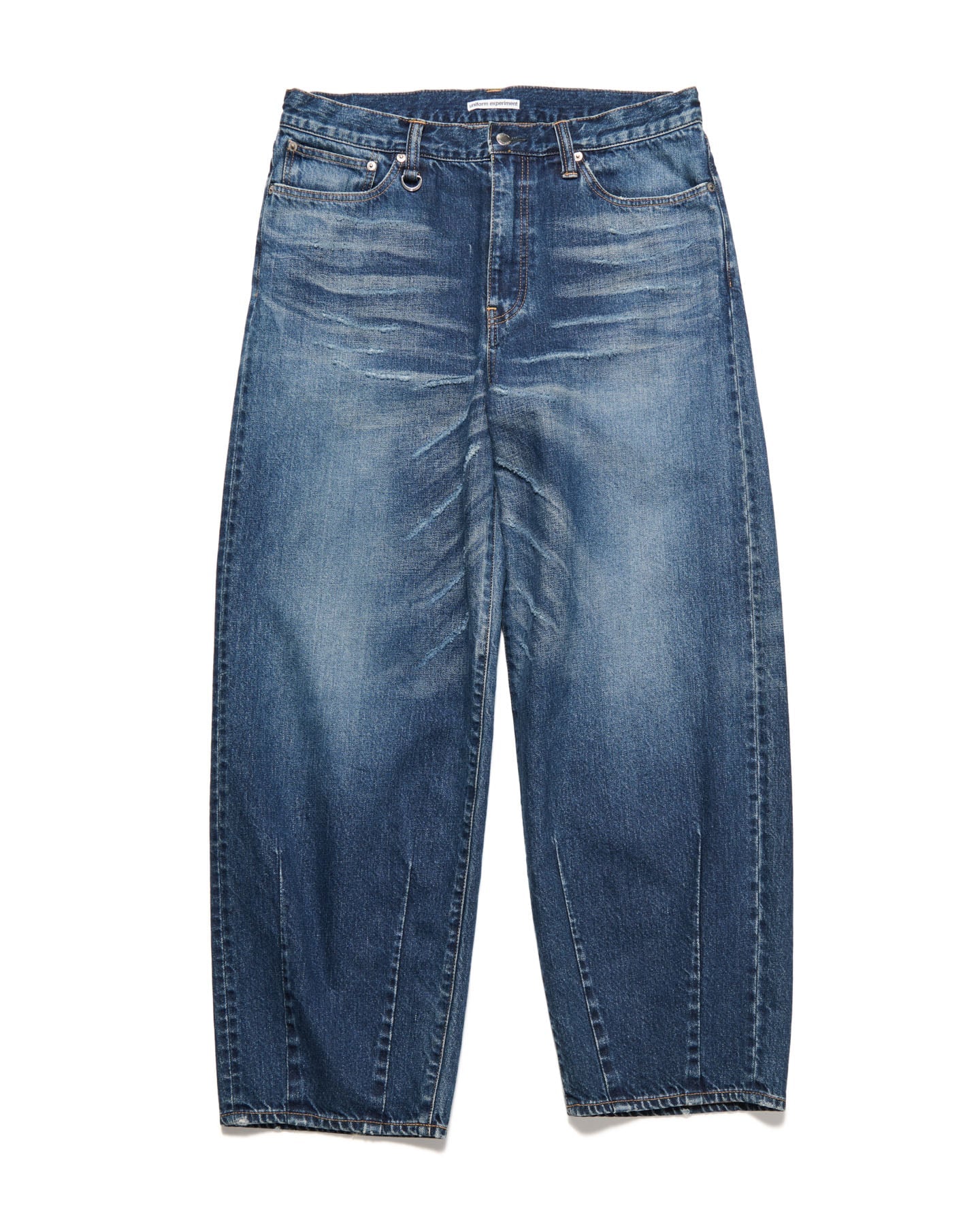 DAMAGED HEM TUCK WIDE STRAIGHT JEANS