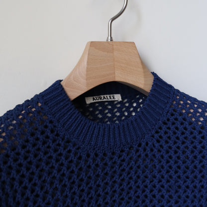 AURALEEE / COTTON LILY-YARN MESH KNIT P/O