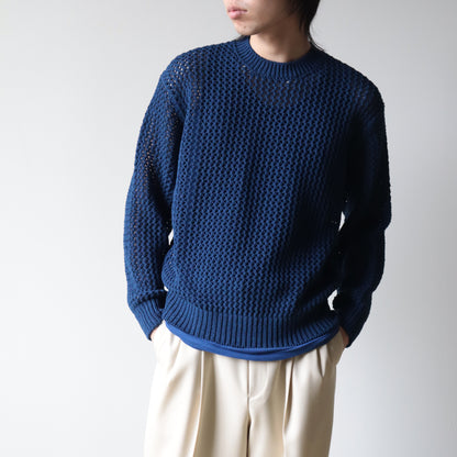 AURALEEE / COTTON LILY-YARN MESH KNIT P/O