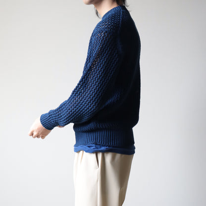 AURALEEE / COTTON LILY-YARN MESH KNIT P/O