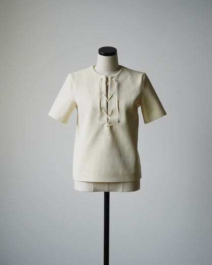 AURALEE / WETSUIT JERSEY LACE UP TEE