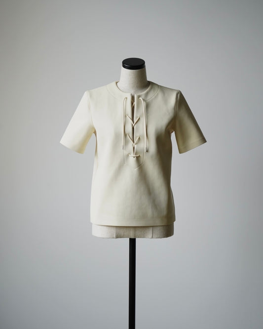AURALEE / WETSUIT JERSEY LACE UP TEE