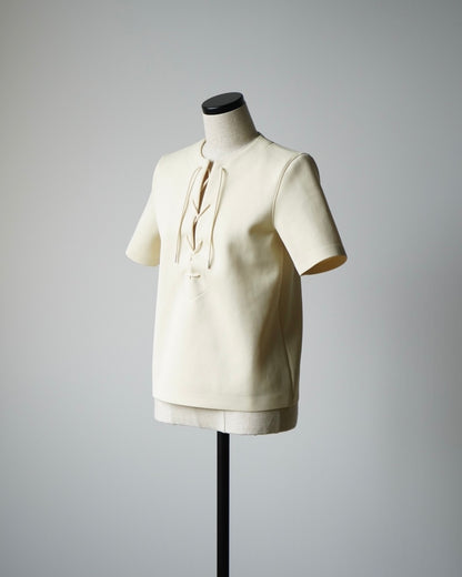 AURALEE / WETSUIT JERSEY LACE UP TEE