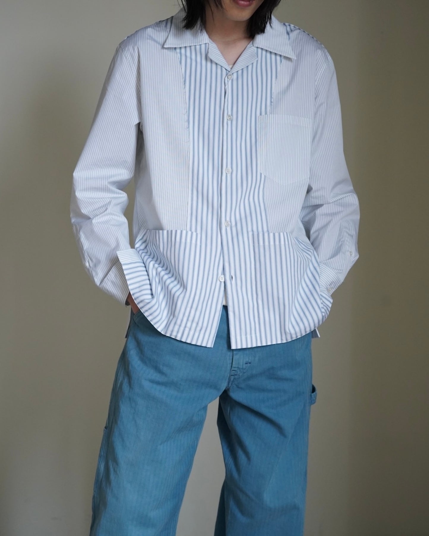 S50DT0047 PATCHWORK STRIPE SHIRT