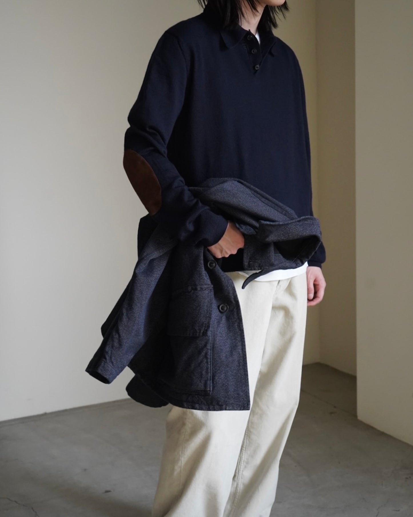 S50GL0061 ELBOW PATCH WOOL POLO