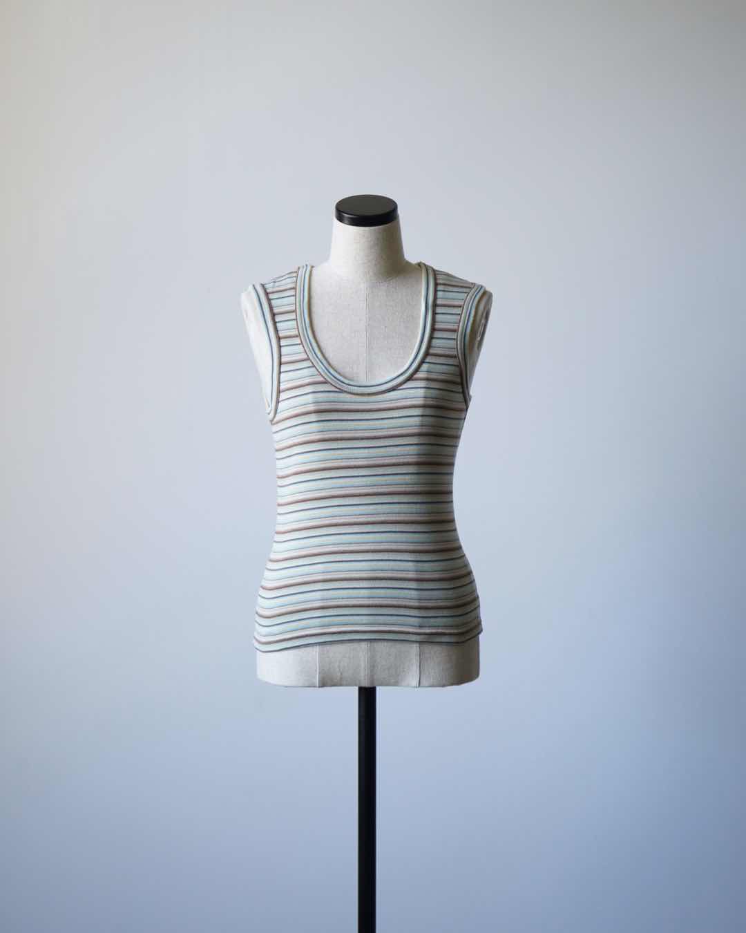 MULTICOLOR STRIPE U-NECK TANK TOP