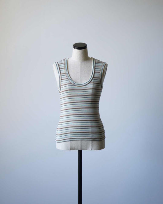 MULTICOLOR STRIPE U-NECK TANK TOP