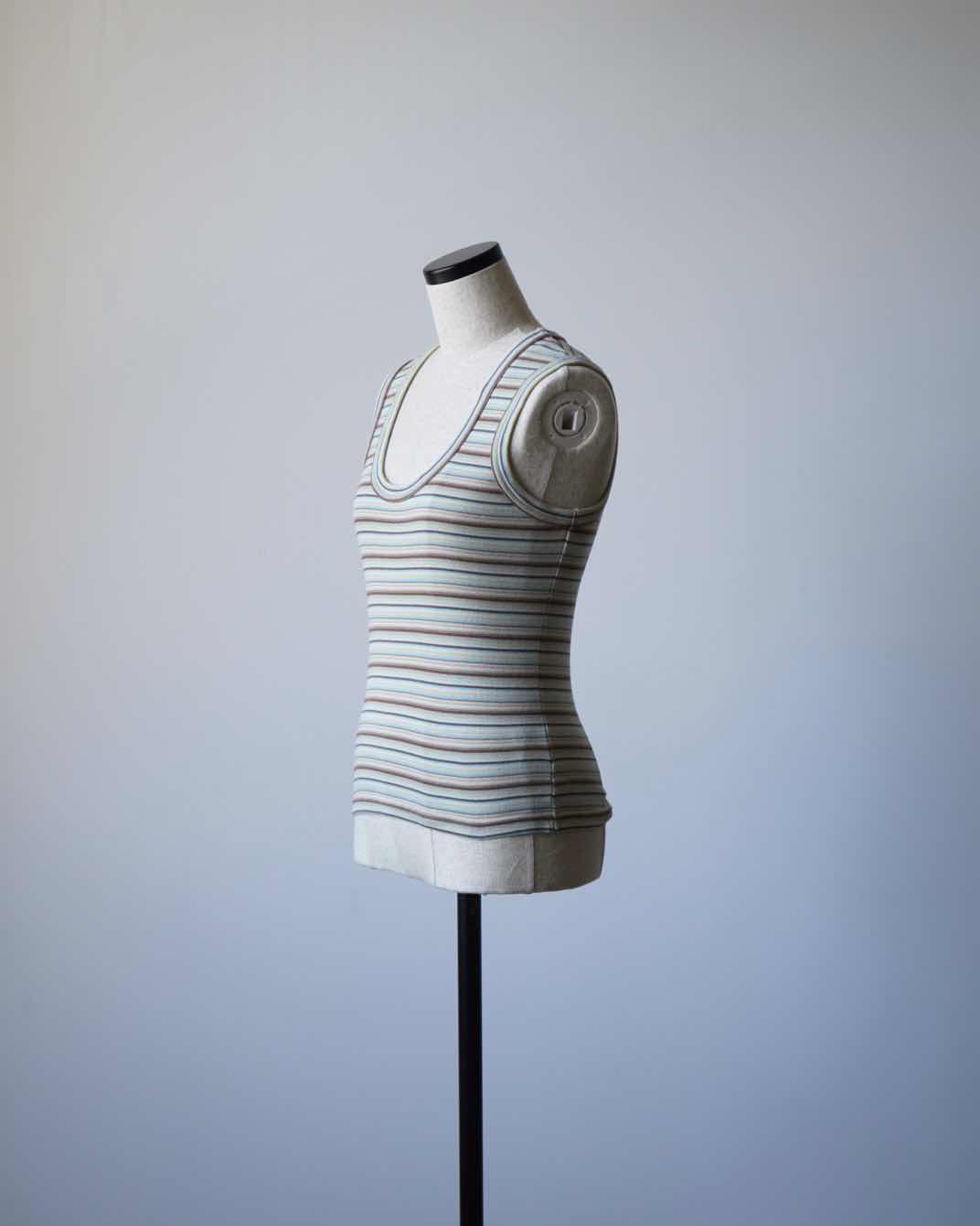 MULTICOLOR STRIPE U-NECK TANK TOP