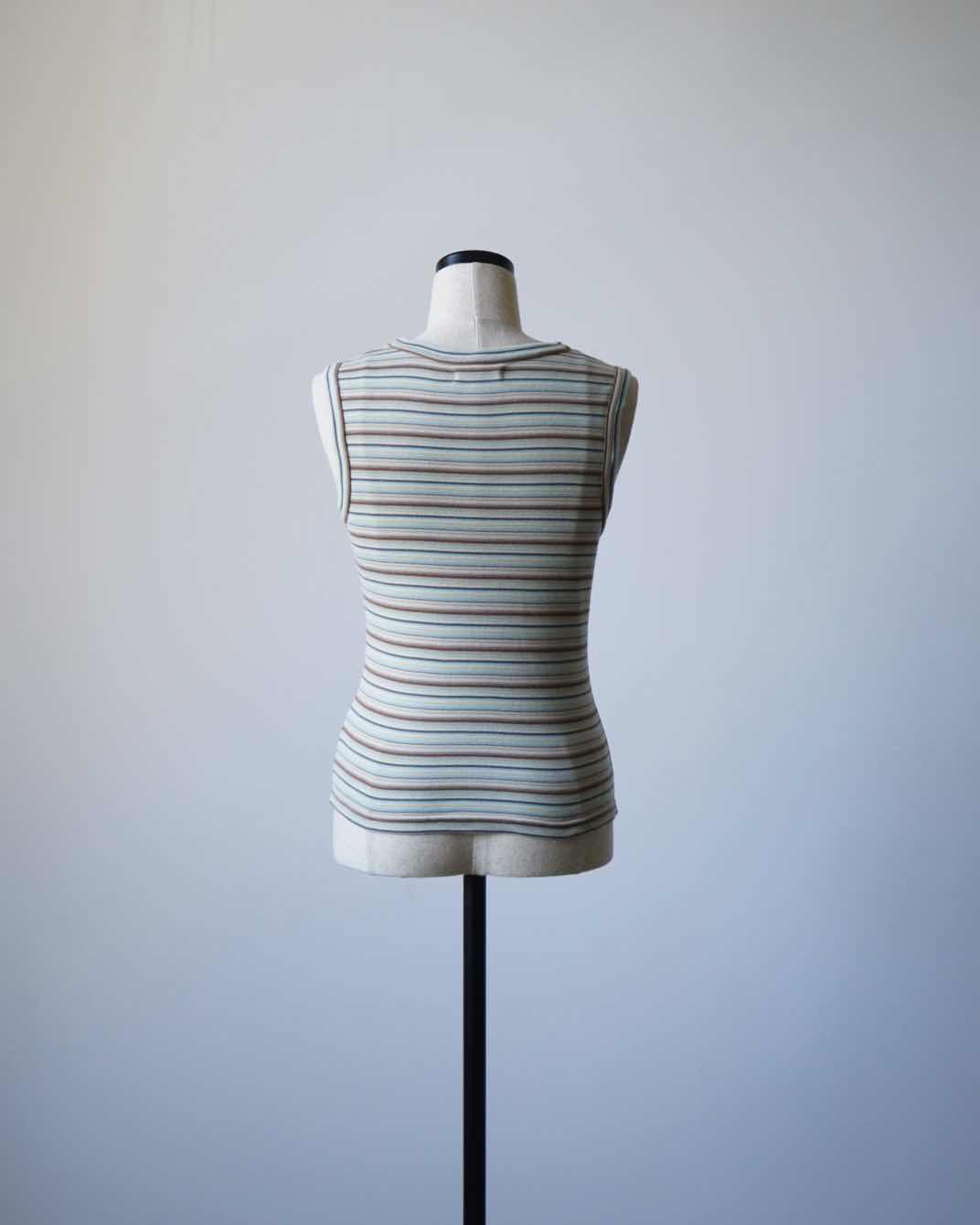 MULTICOLOR STRIPE U-NECK TANK TOP