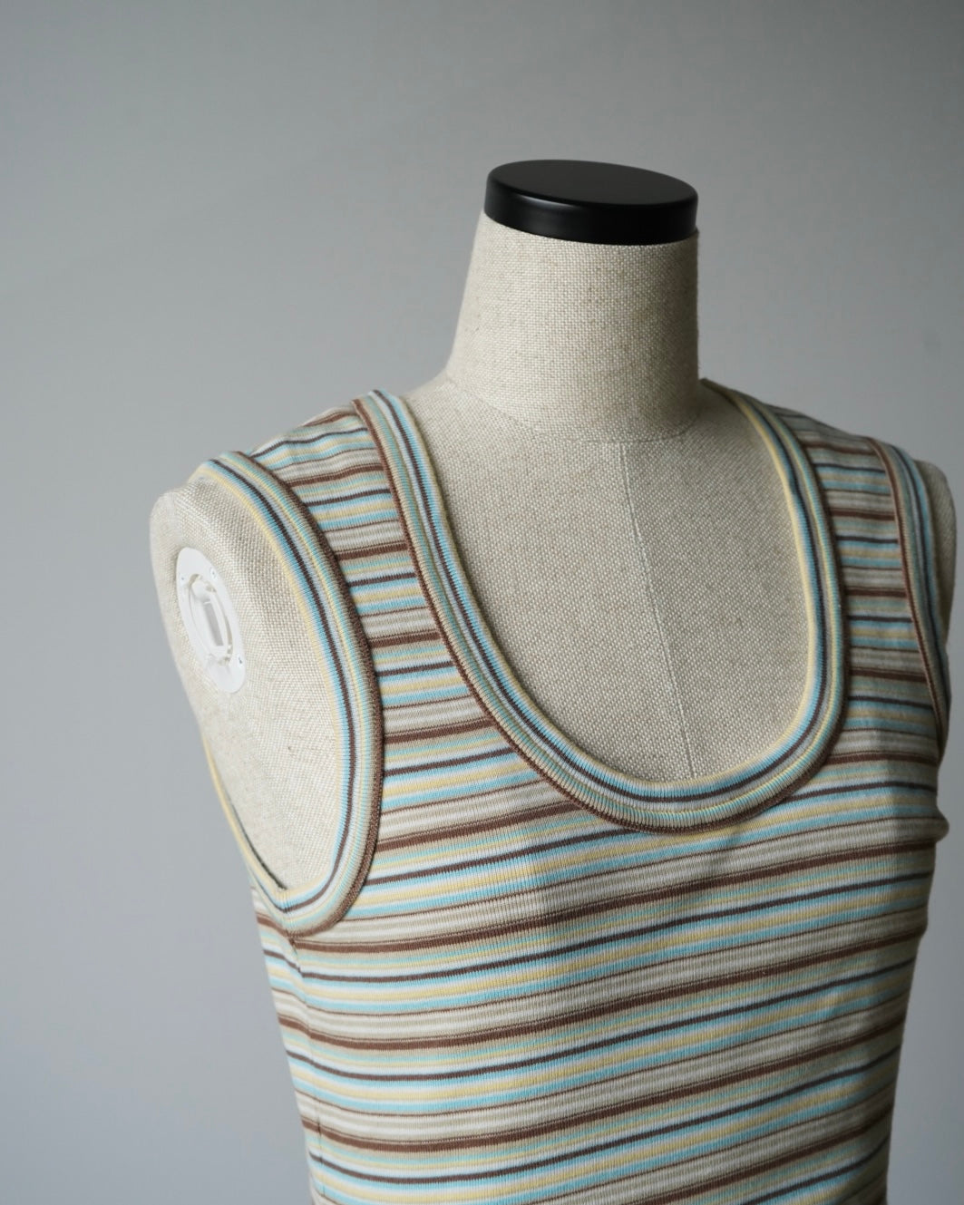 MULTICOLOR STRIPE U-NECK TANK TOP