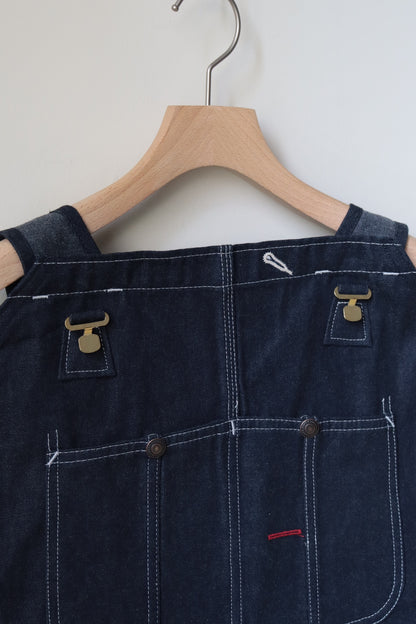 DENIM OVERALL APRON MIDI DRESS