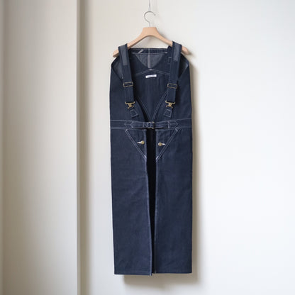 DENIM OVERALL APRON MIDI DRESS