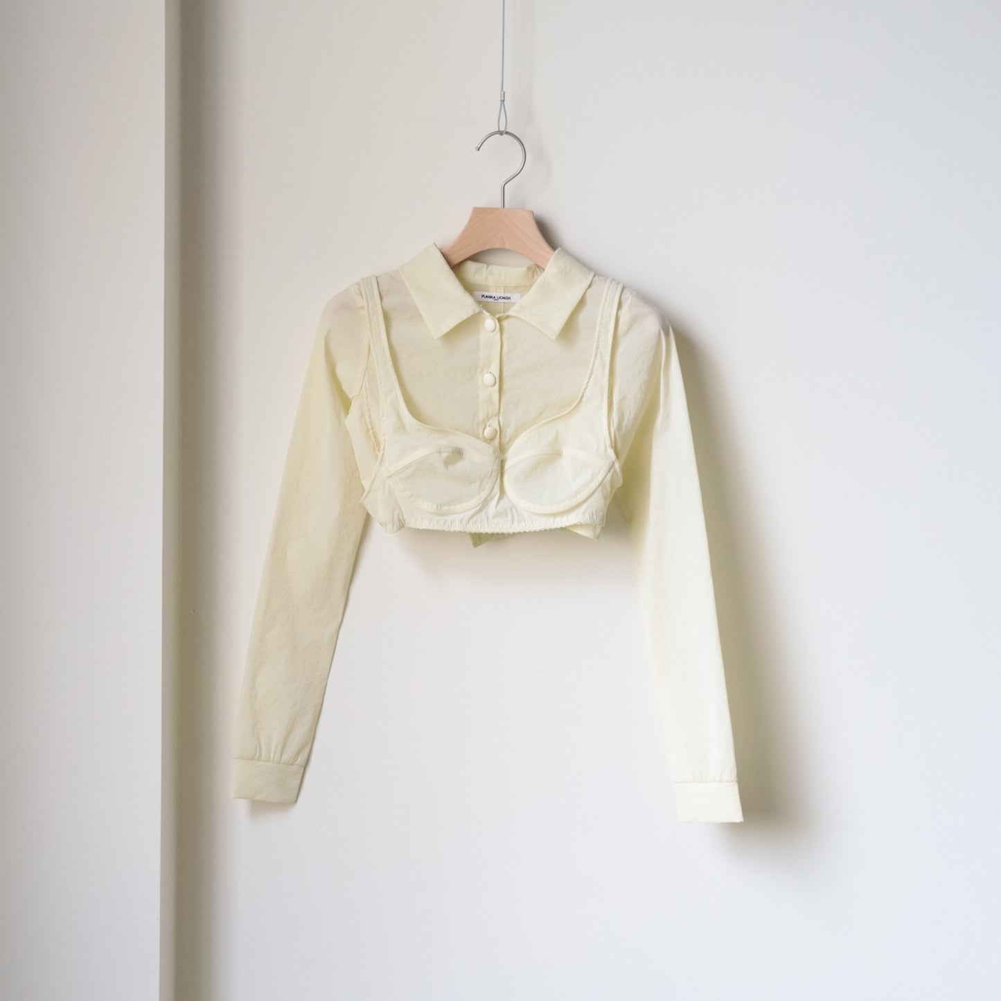 STRETCH TAFFETA LAYERED BRA TOP SHIRT