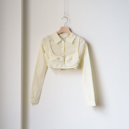 STRETCH TAFFETA LAYERED BRA TOP SHIRT
