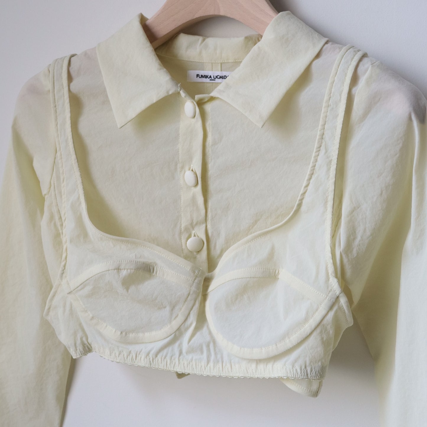STRETCH TAFFETA LAYERED BRA TOP SHIRT