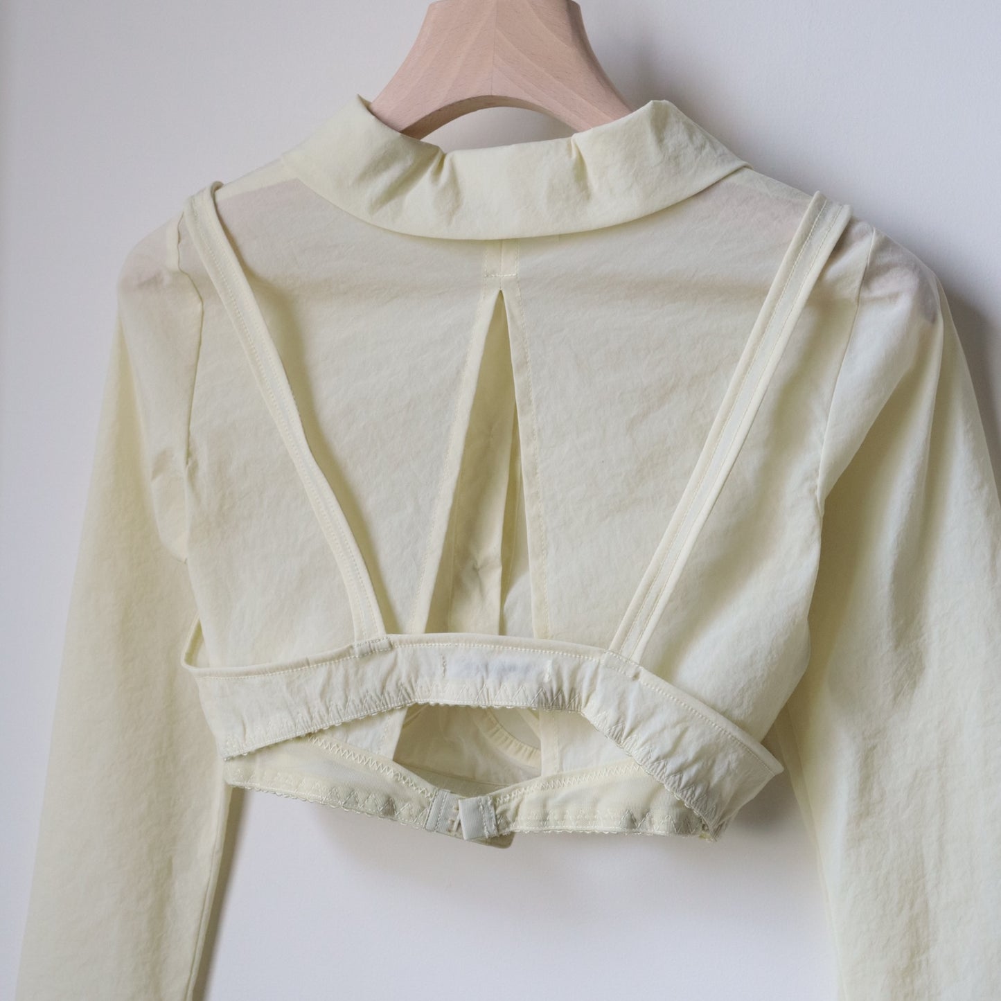 STRETCH TAFFETA LAYERED BRA TOP SHIRT