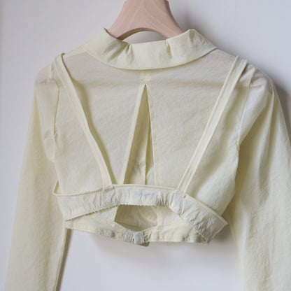 STRETCH TAFFETA LAYERED BRA TOP SHIRT