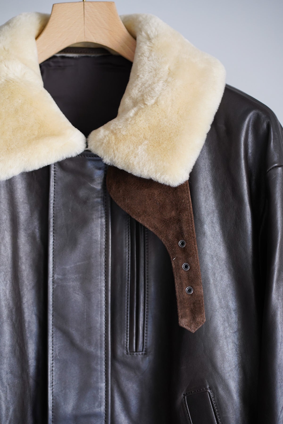 MOUTON COLLAR CALF ZIP JACKET