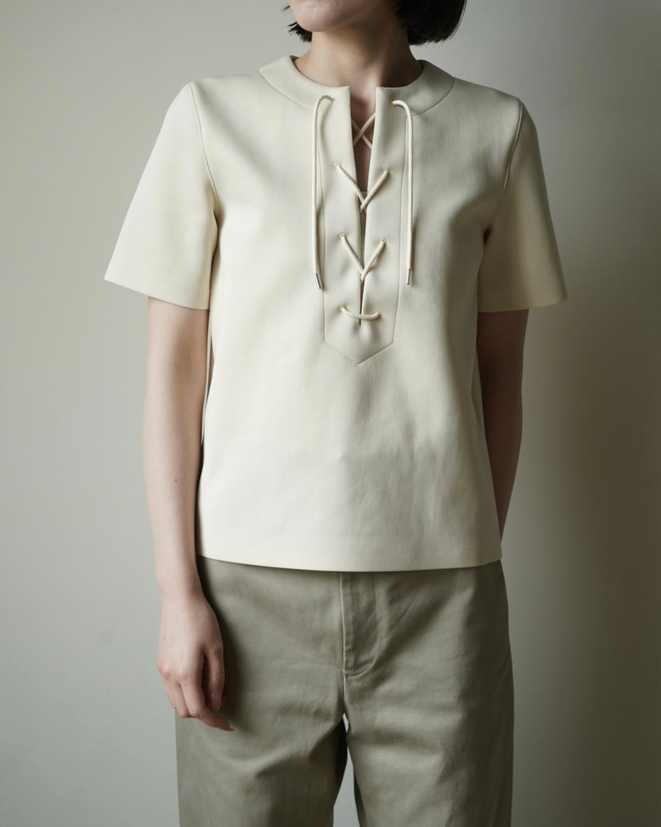 AURALEE / WETSUIT JERSEY LACE UP TEE