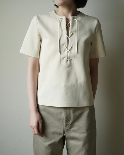 AURALEE / WETSUIT JERSEY LACE UP TEE