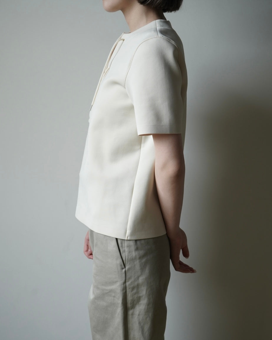 AURALEE / WETSUIT JERSEY LACE UP TEE