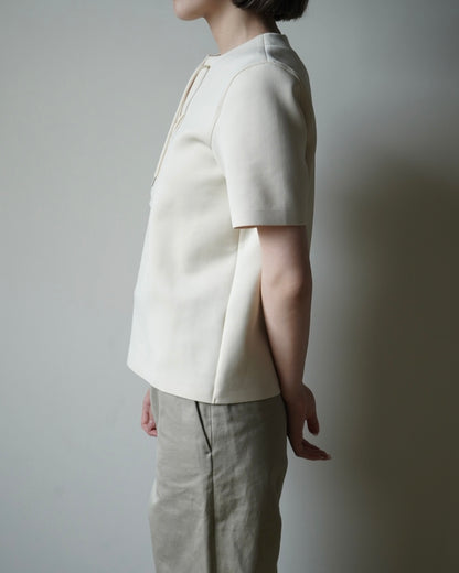 AURALEE / WETSUIT JERSEY LACE UP TEE