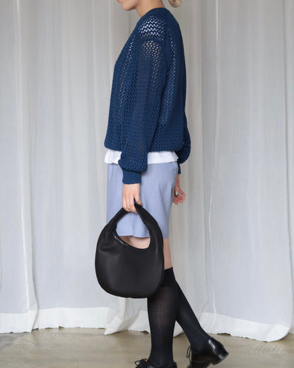 AURALEEE / COTTON LILY-YARN MESH KNIT P/O