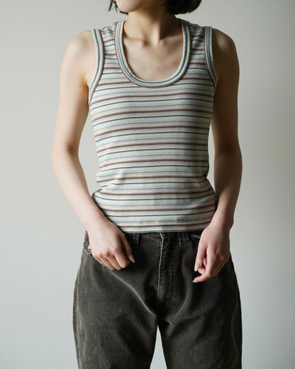 MULTICOLOR STRIPE U-NECK TANK TOP
