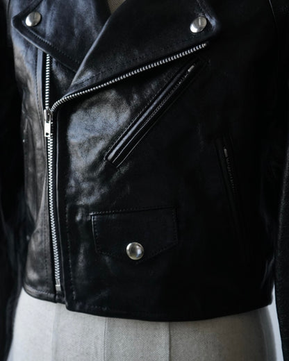LAMB LEATHER CROPPED RIDERS JACKET