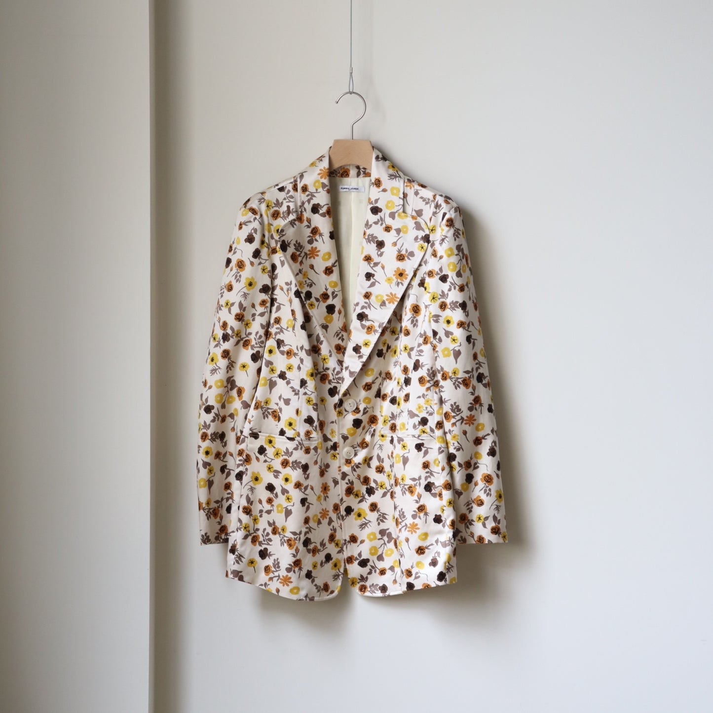 FLOWER PRINTED ROUND LAPEL JACKET