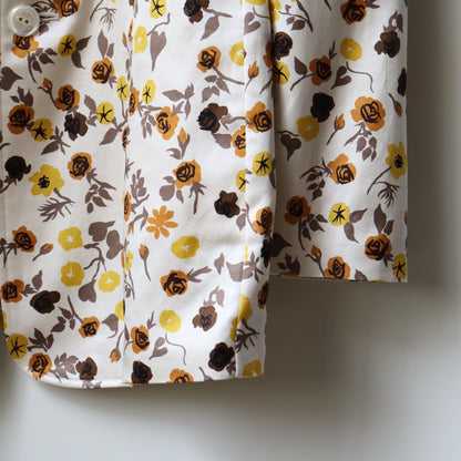 FLOWER PRINTED ROUND LAPEL JACKET