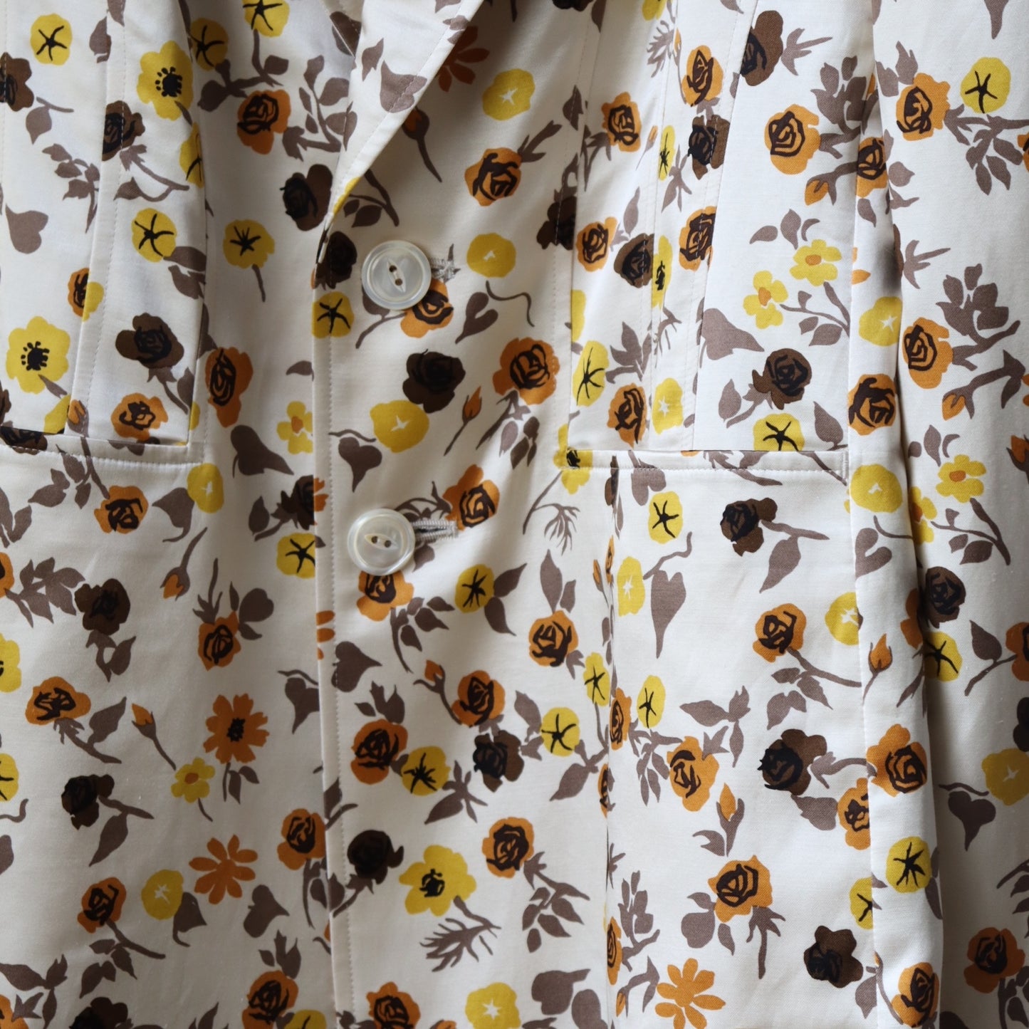 FLOWER PRINTED ROUND LAPEL JACKET