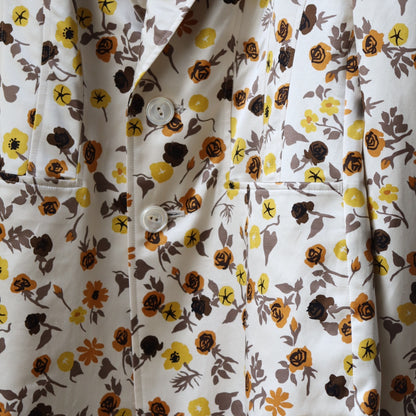 FLOWER PRINTED ROUND LAPEL JACKET