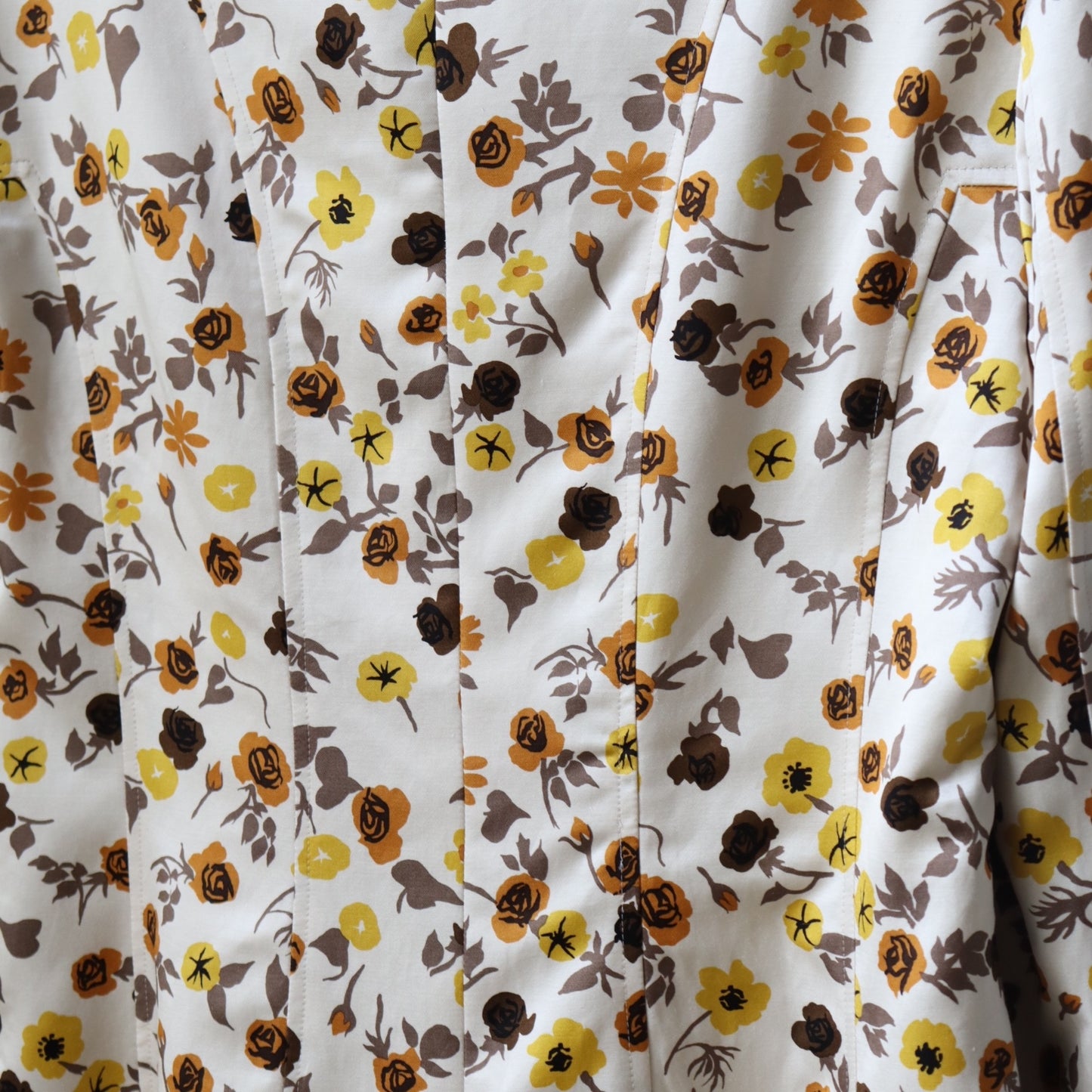 FLOWER PRINTED ROUND LAPEL JACKET