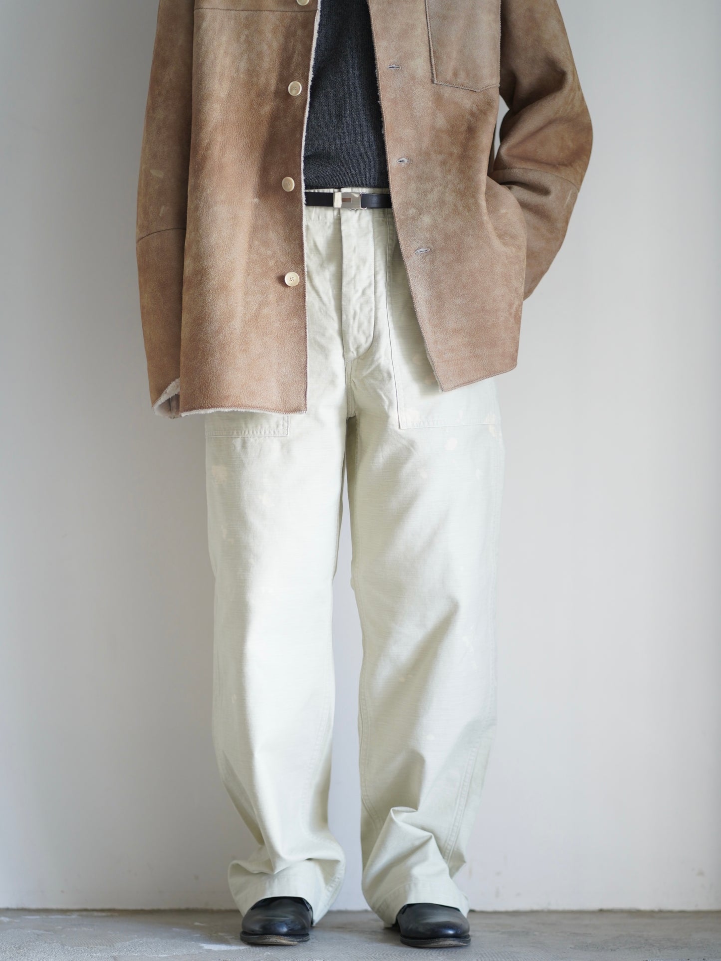 WASHED BAGGY SATIN BLEACHED BAKER PANTS