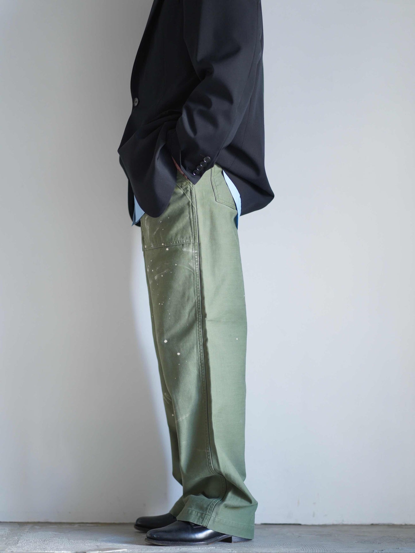 WASHED BAGGY SATIN BLEACHED BAKER PANTS