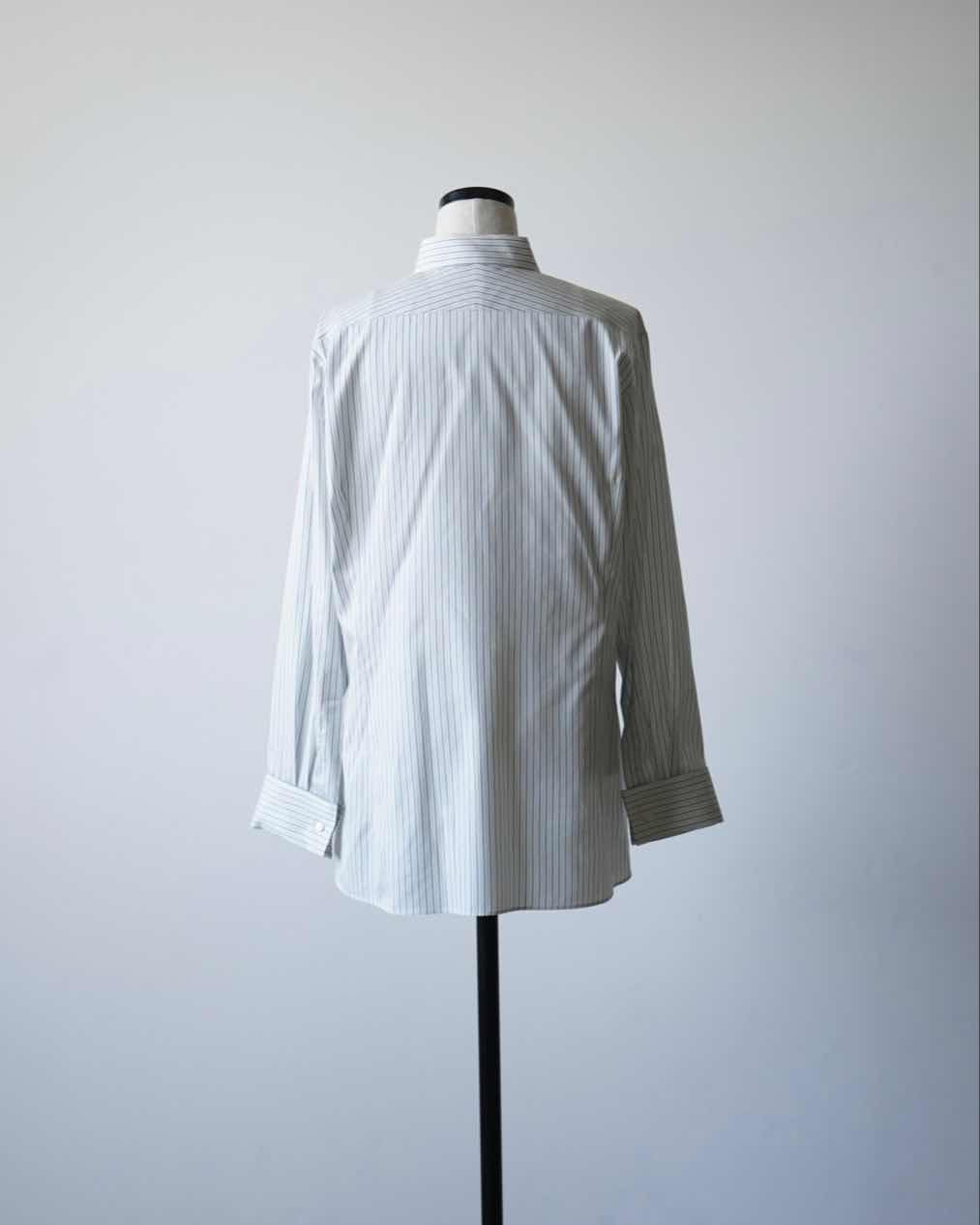 COTTON SILK STRIPE DOUBLE-CUFF SHIRT