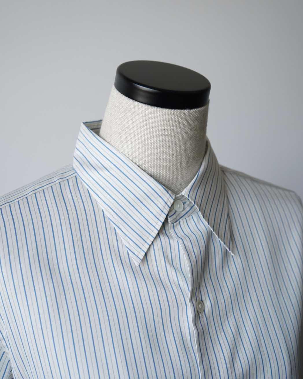 COTTON SILK STRIPE DOUBLE-CUFF SHIRT