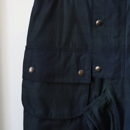 OILED TARTAN PLAID BELT PANTS
