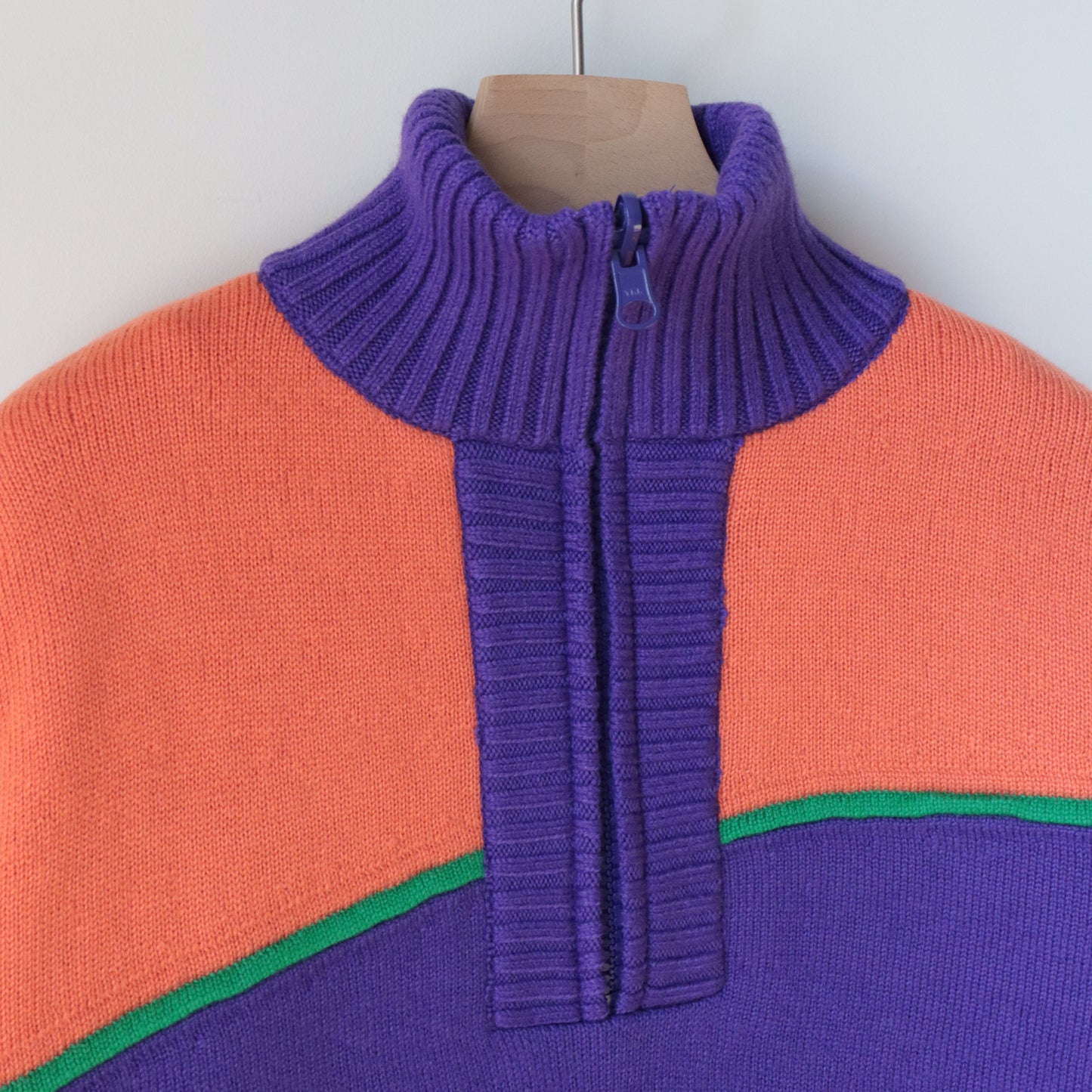 JACQUARD KNITTED OVERSIZED REVERSIBLE HALF ZIP JUMPER