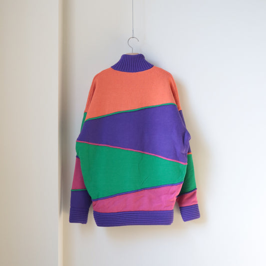 JACQUARD KNITTED OVERSIZED REVERSIBLE HALF ZIP JUMPER
