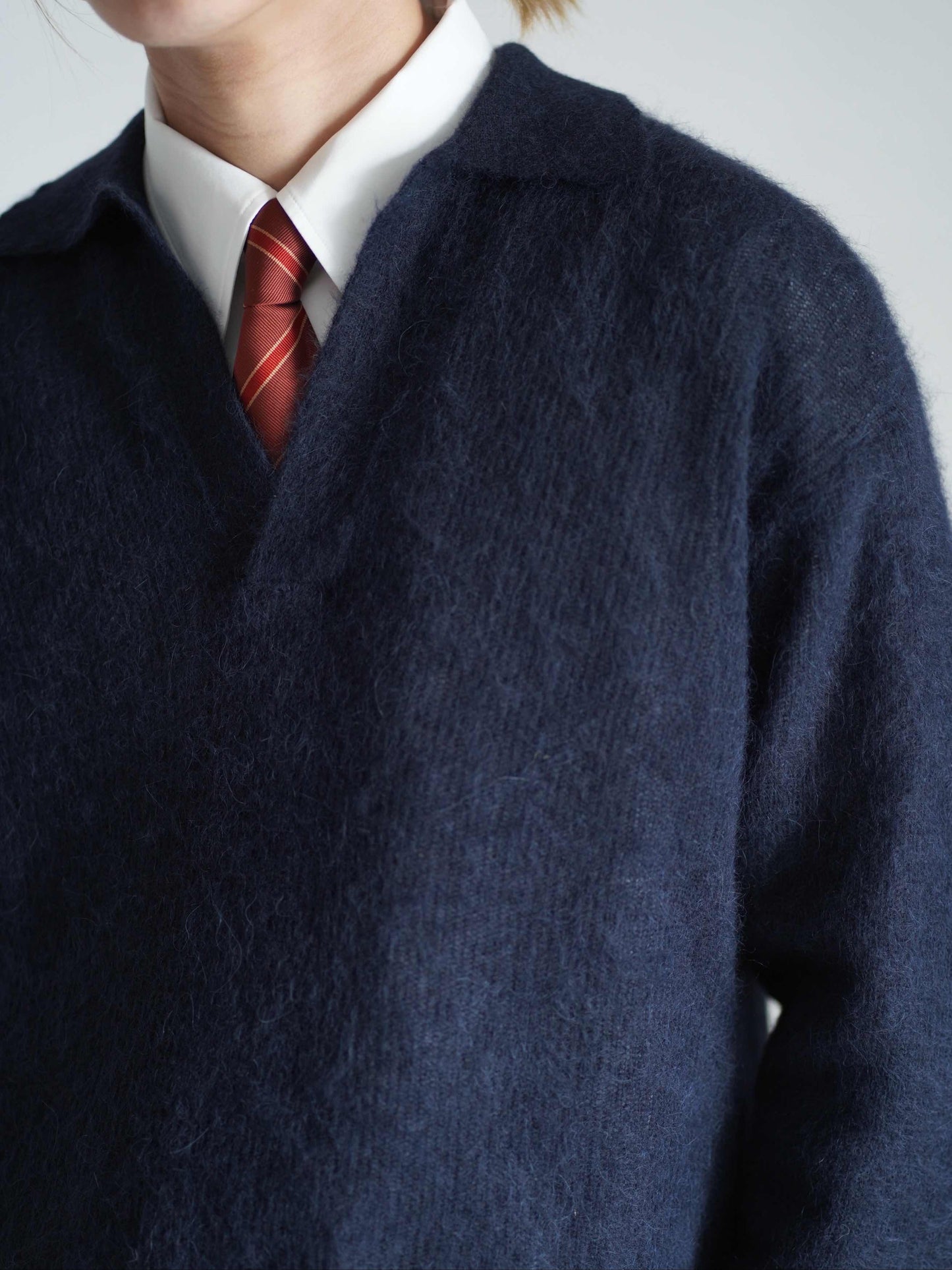 BABY SURI ALPACA SHEER KNIT SKIPPER POLO