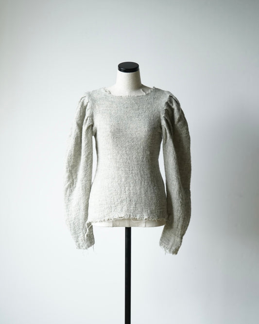 GAUZE SHETLAND PUFF-SLEEVE TOP