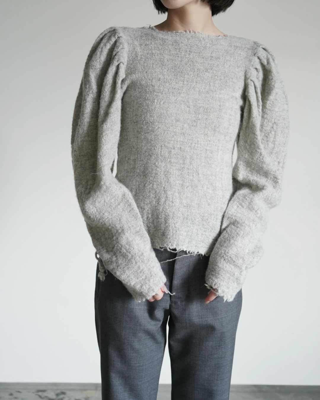 GAUZE SHETLAND PUFF-SLEEVE TOP