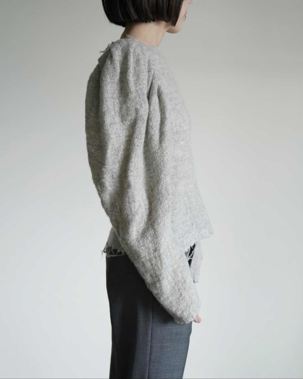 GAUZE SHETLAND PUFF-SLEEVE TOP