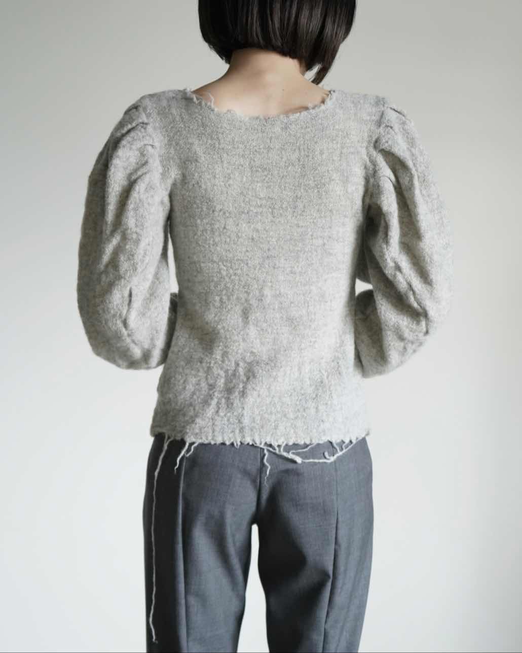GAUZE SHETLAND PUFF-SLEEVE TOP
