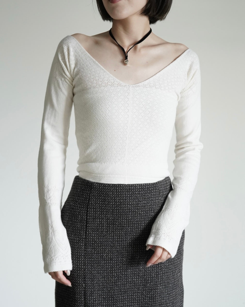 SILK LACE KNITTED TIGHTS TOP