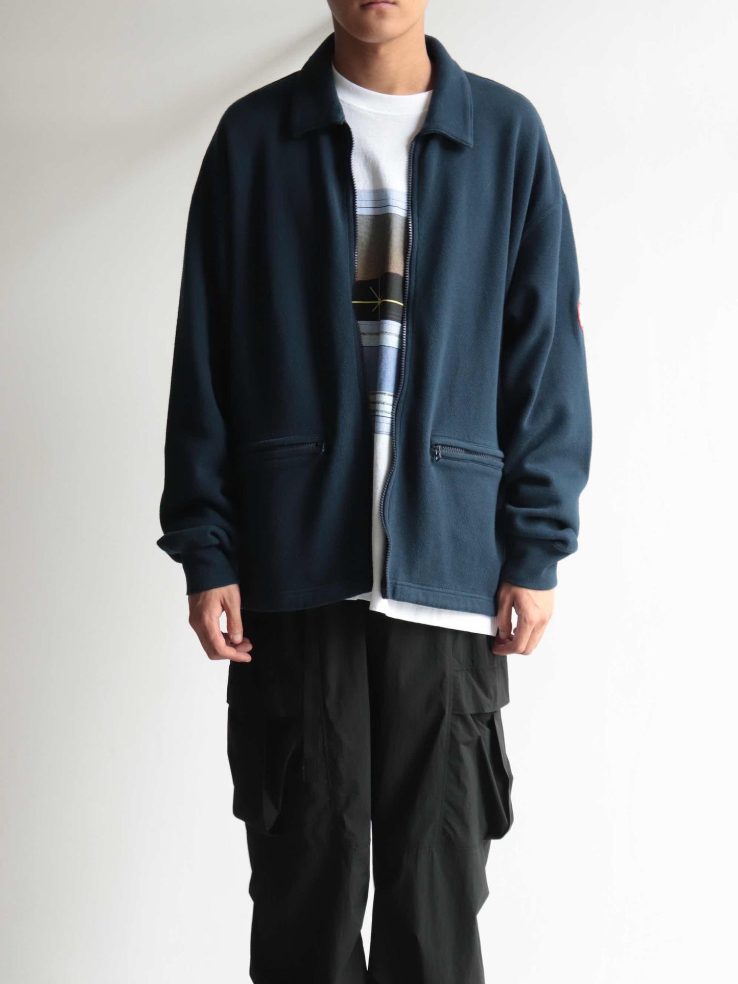 DBL KNIT COLLARED ZIP UP