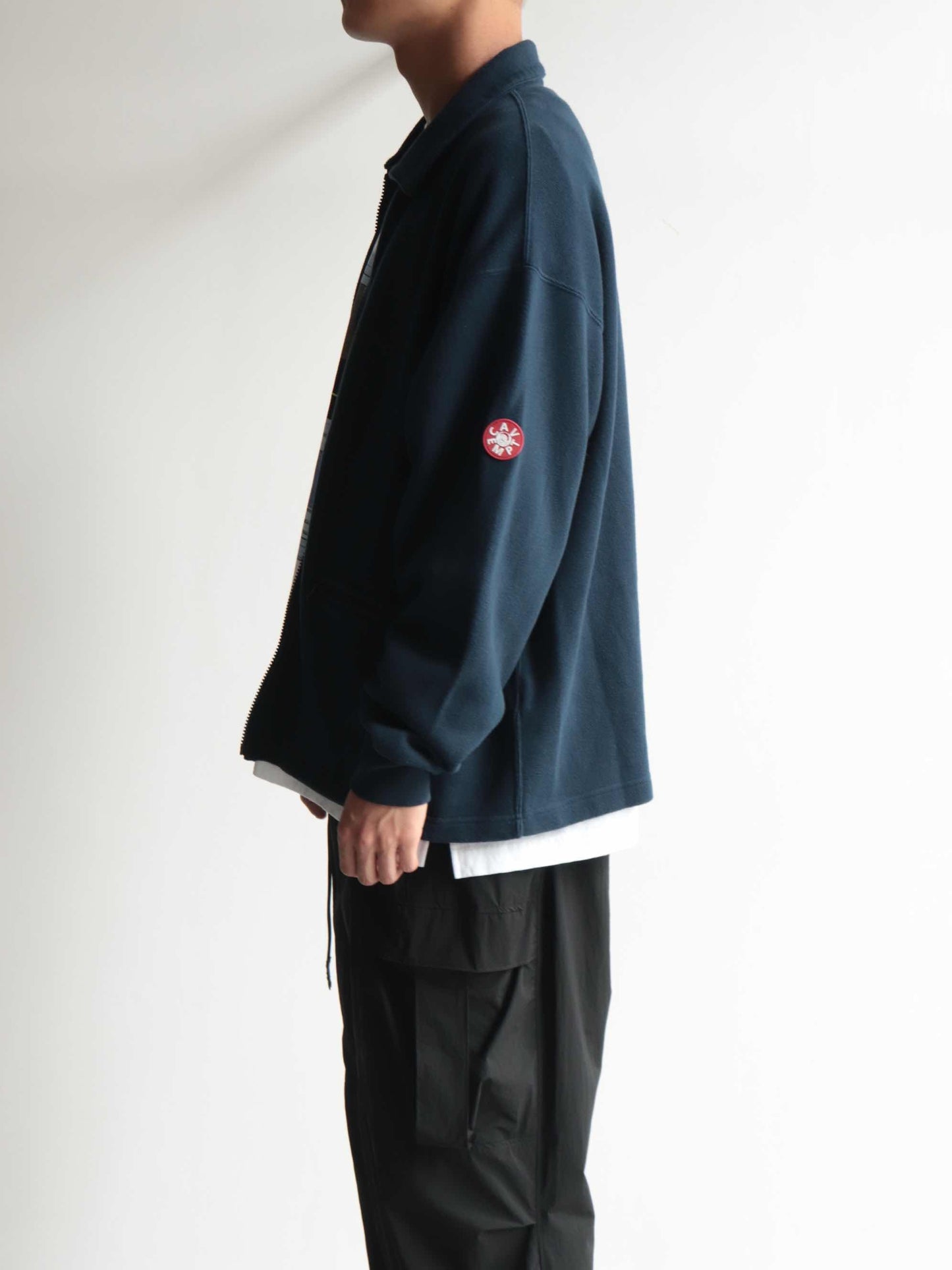 DBL KNIT COLLARED ZIP UP