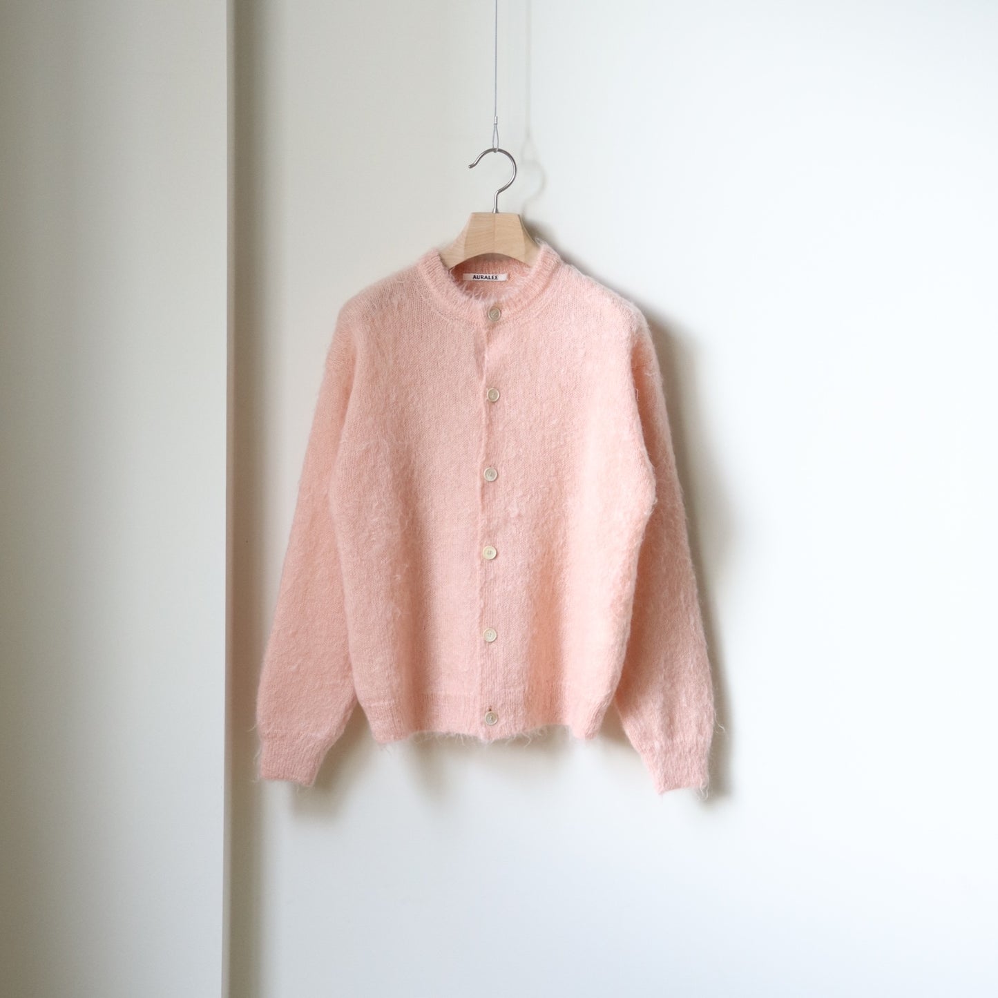BRUSHED SUPER KID MOHAIR KNIT CARDIGAN